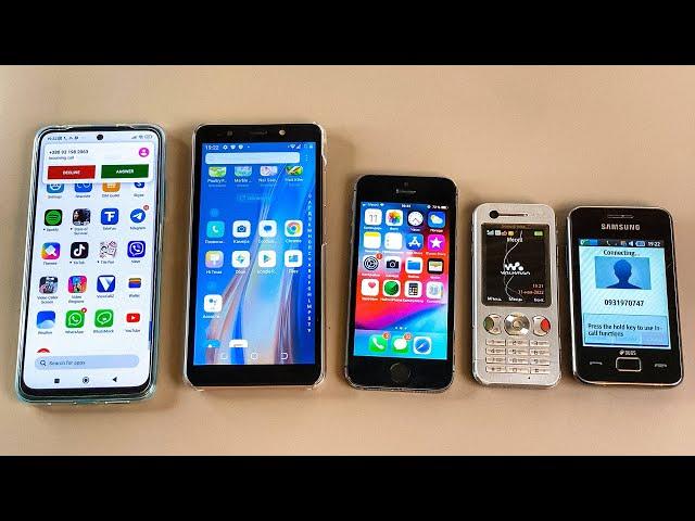 Samsung Star 3 + Sony Ericsson w890i + iPhone SE + Tecno POP3 + Xiaomi RN 11 Incoming call