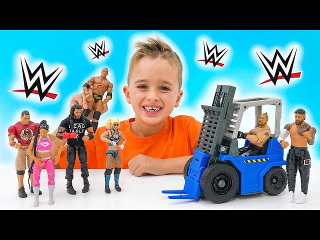 Vlad and Niki 5 Locks Challenge with WWE toys Forklift