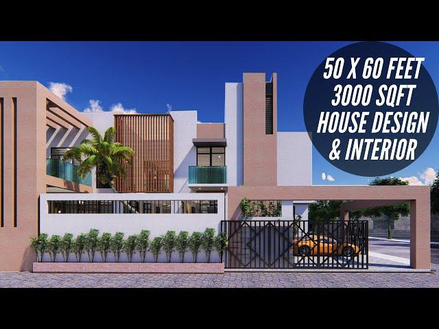 50X60 Feet Luxurious Contemporary House with Pool & Home Theater | 3000 sqft Villa Design | ID-047