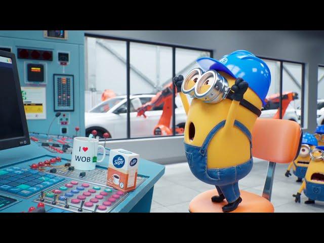 The Minions from Despicable Me 4 and the German Soccer Team celebrate the Volkswagen Models "Goal"