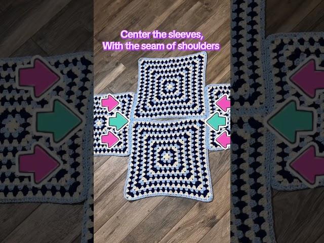 Granny Square Sweater tutorial. #grannysquare #crochettutorial #crochetsweater #crochetlover