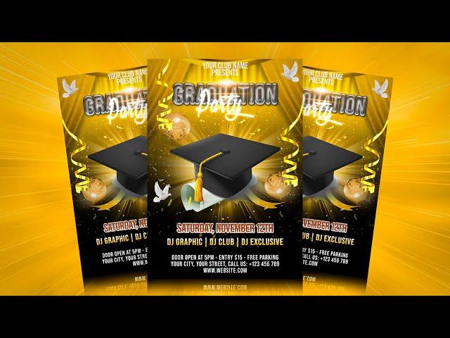 Professional Graduation Party Flyer Design | Photoshop Tutorial