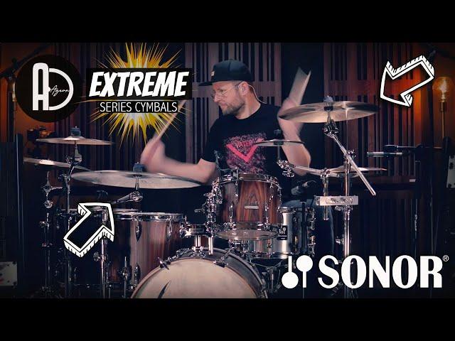 ROCKING Agean Extreme Series cymbals & Sonor Vintage Series drums