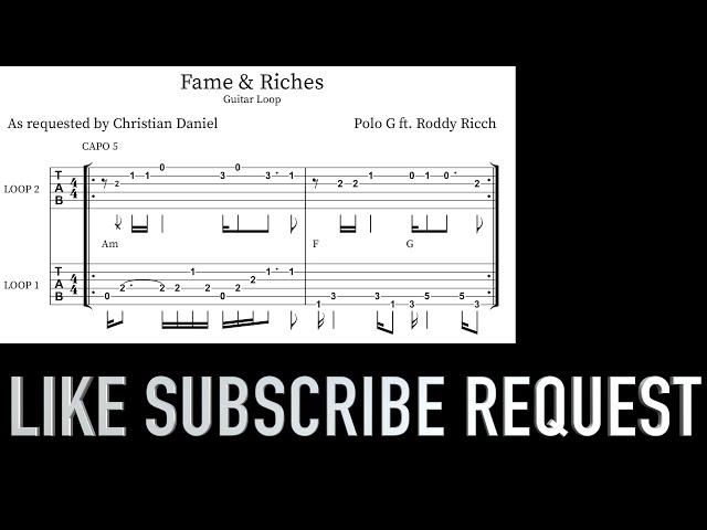 Polo G - Fame & Riches ft. Roddy Ricch (Guitar Loop with Tab)