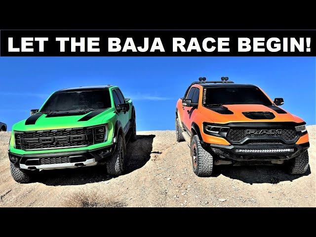 2022 Ford Raptor Vs 2022 Ram TRX: Which Truck Is Faster Around A Baja Style Race Track?