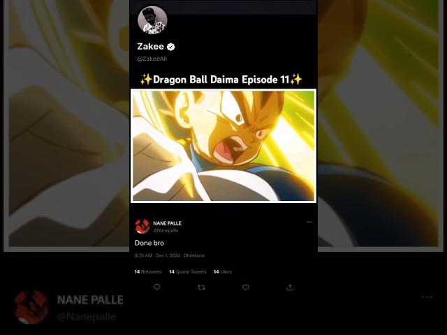 Dragon Ball Daima Episode 11 Vegeta Vs Tamegami No.2 Short #short #shorts #anime #zakee