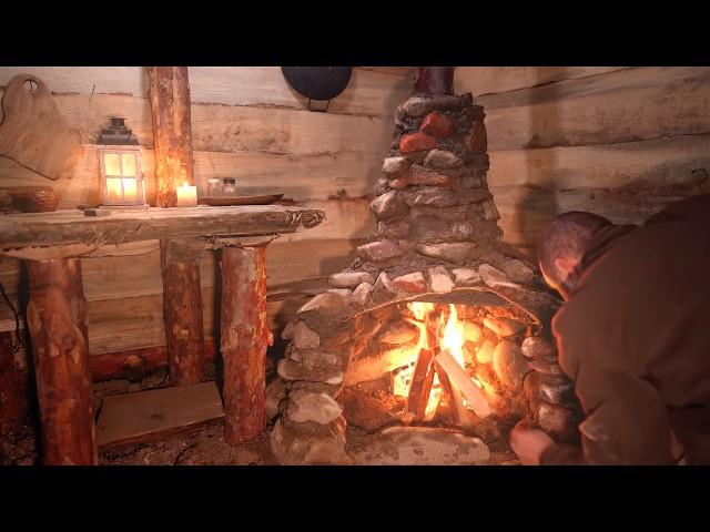 Big stone stove, Cozy Shelter building in the wilderness