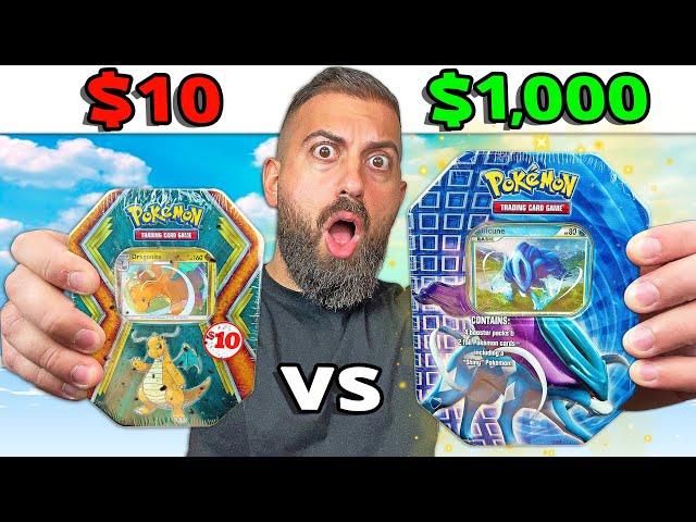 $10 vs $1,000 Pokemon Tin Challenge!