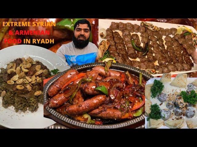 Trying Extreme ARMENIAN & SYRIAN Food Kharoof Mahshi Kabab Laham Kabab Armenian  In Ryadh Saudi Arab