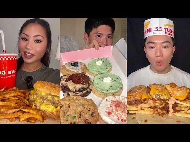 tiktok mukbang compilation 48 | crumbl cookies, five guys and more