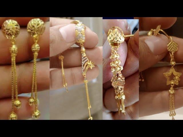 gold hanging earring design with weight/daily use gold suidhaga earrings @trendyanam