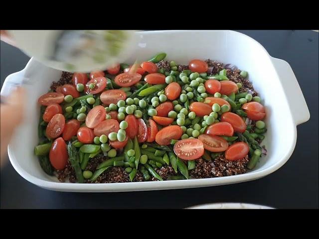 Delicious spring Quinoa salad with asparagus and eggs