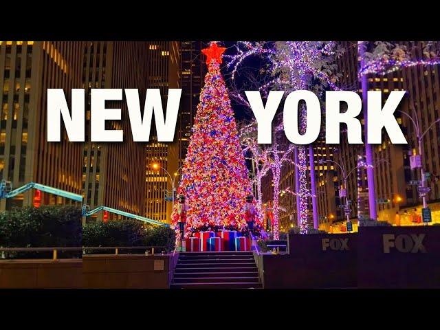 New York City LIVE Fox News All American Christmas Tree 2024 & Rainy Manhattan (November 22, 2024)