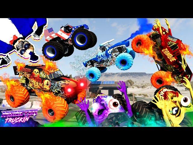 Monster Jam INSANE Racing, Freestyle and High Speed Jumps #54 | BeamNG Drive | Grave Digger