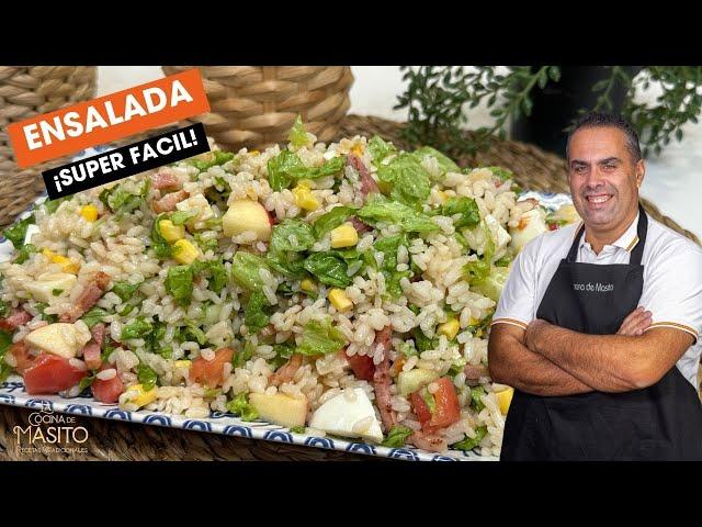 Te enseño una ensalada rica de arroz y algunos ingredientes mas