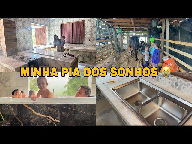 Dia no Sítio: MINHA PIA DOS SONHOS INSTALADA+ Primeiro banho na banheira 