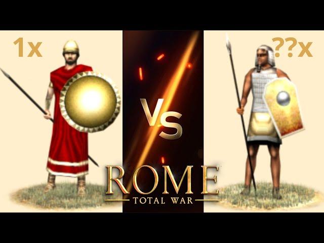 How Many Nile Spearmen Are Needed to Beat 1 Spartan Hoplites If They Go 1 By 1 in OG Rome:TW?