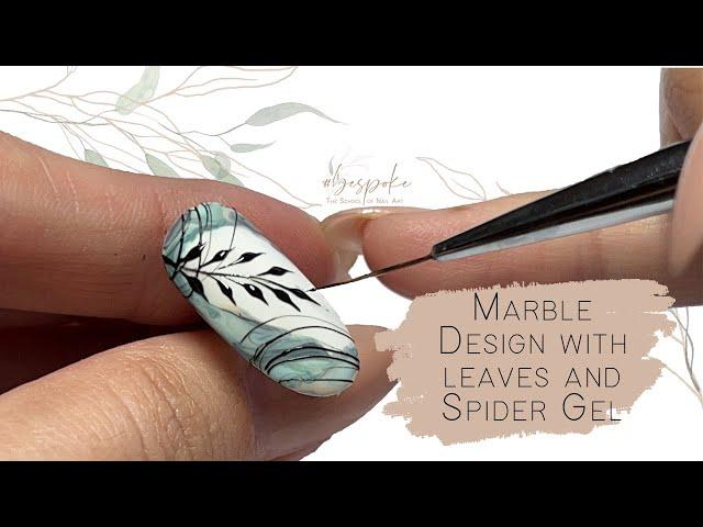 NAIL ART TUTORIAL l Easy Marble Nail design using Gel Polish and adding some beautiful leaf nail art