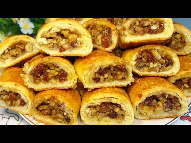 Вкуснее чем Пахлава!Ореховый рулет который тает во рту!Простой рецепт печенья с Начинкой к чаю!