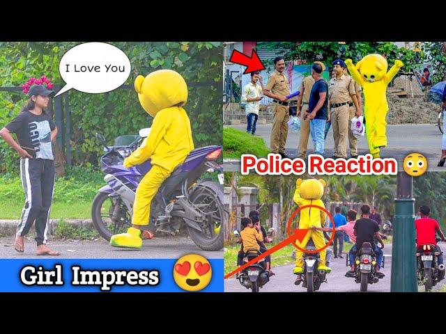 Human Teddy Bear Impressed Cute Girl | Police Reaction | Crazy Teddy