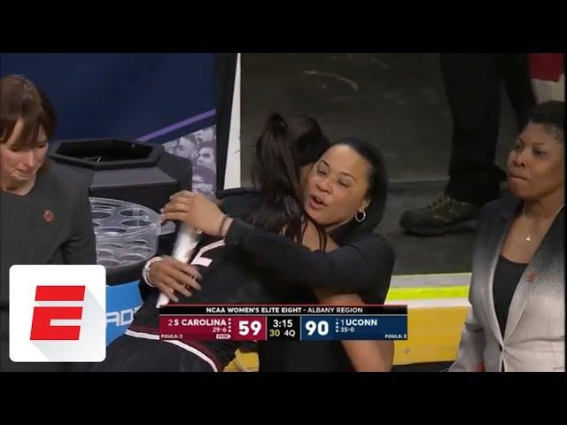 South Carolina star A'ja Wilson gets emotional after checking out of final college game | ESPN