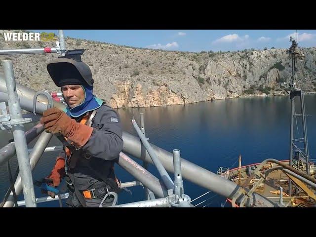 Crane Repair and Welding high 35 meters in (Thisvi Greece)