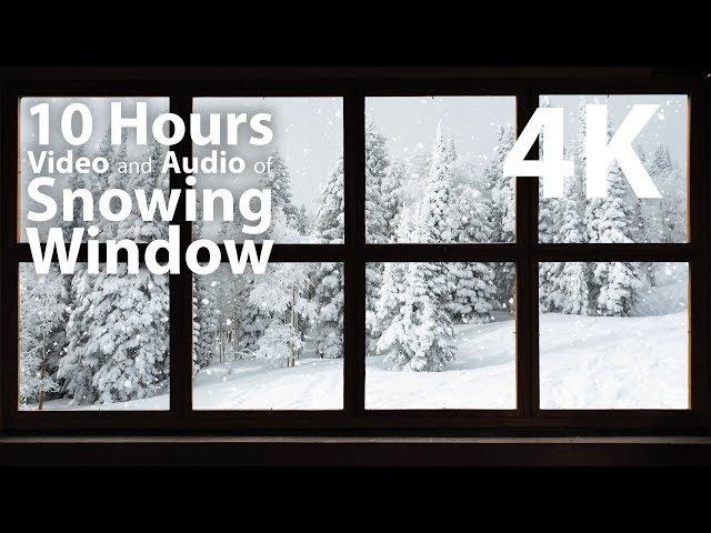 4K 10 hours - Snowing Outside Window - relaxing, gentle, calming