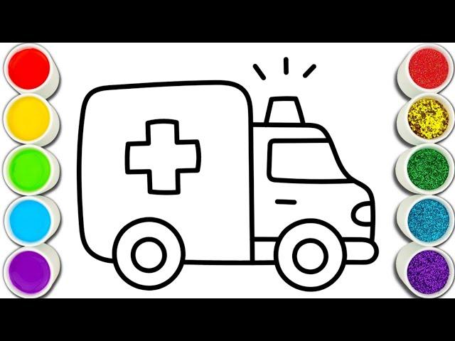 Coloring for Kids with Ambulance  | Coloring Pages for Children