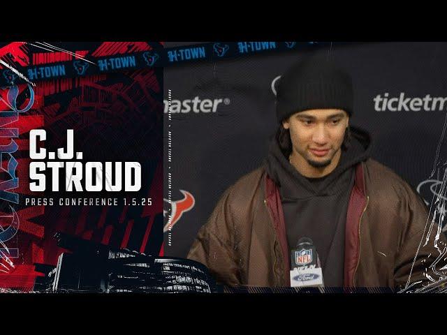 C.J. Stroud speaks after the Texans defeat the Tennessee Titans to close the regular season