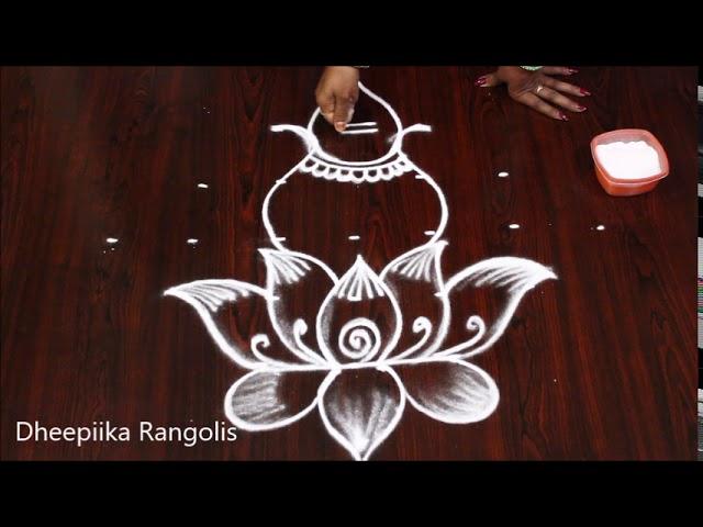 Dot Rangoli for Ganesh Festival Ganesh kalasam kolam with dots 7-1 vinayaka chavithi special muggulu