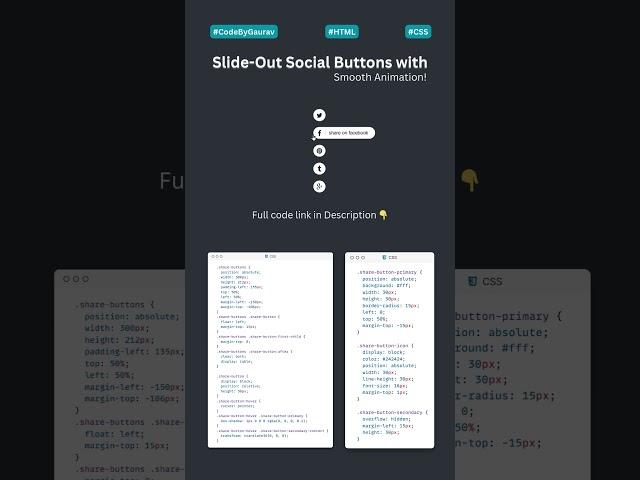 Best Social Media Hover Effect Using Only CSS! | How to Create a Slide-Out Social Button Menu? #css