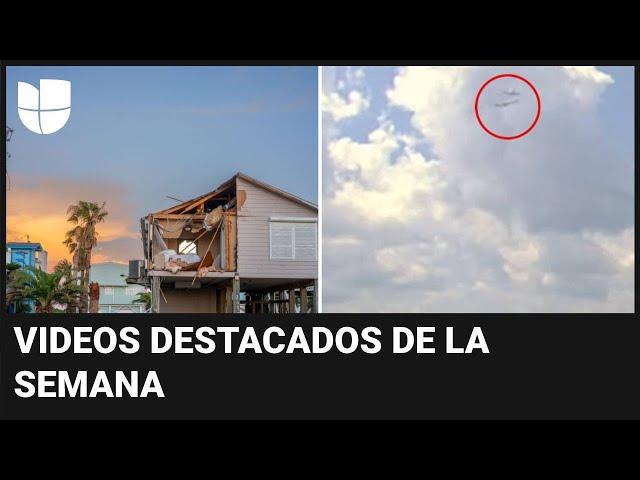 El huracán Beryl golpea Texas y dos aviones casi chocan en el aire: videos destacados de la semana