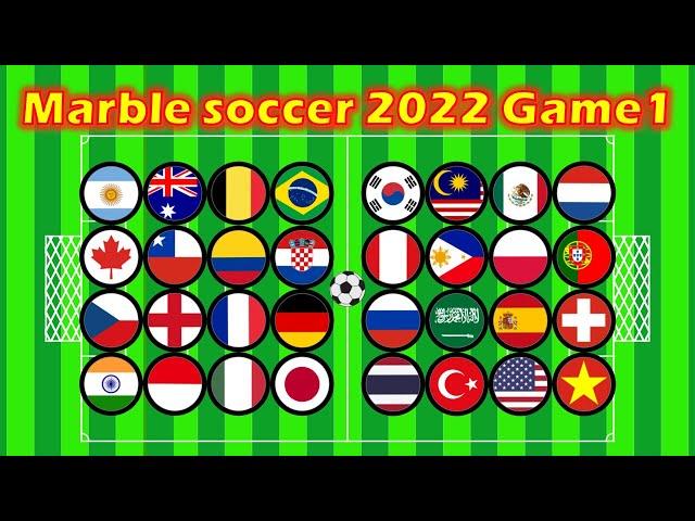 【2022 Game1】Marble soccer tournament【 32 country football】in algodoo | Marble Factory