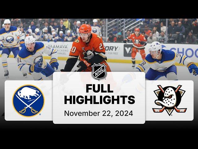 NHL Highlights | Sabres vs. Ducks - November 22, 2024