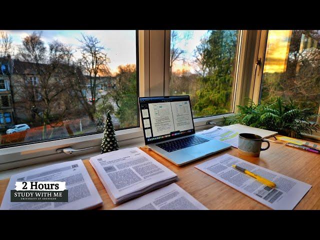 2 HOUR STUDY WITH ME on A RAINY DAY | Background noise, 10-min Break, No music, Study with Merve