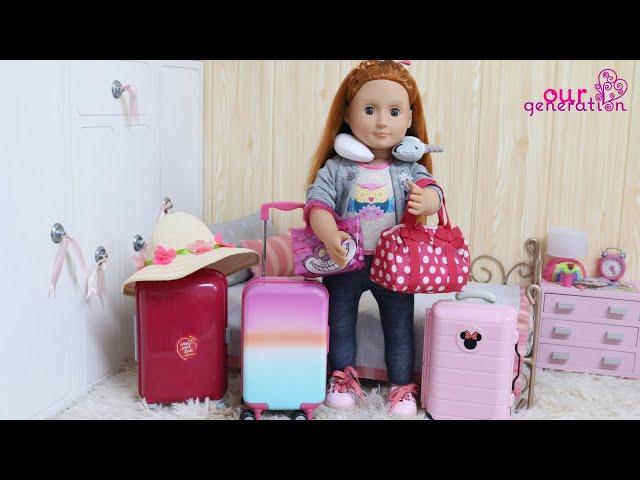 OUR GENERATION DOLL PACKING BAGS TO TRAVEL TO THE BEACH