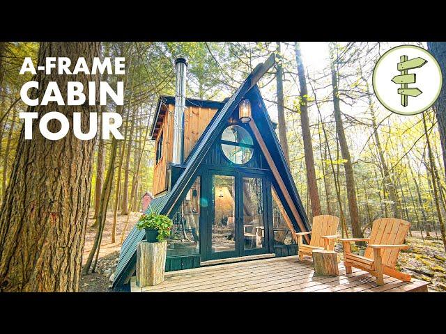 Beautiful Tiny A-Frame Cabin in the Forest & Off the Grid - Full Tour