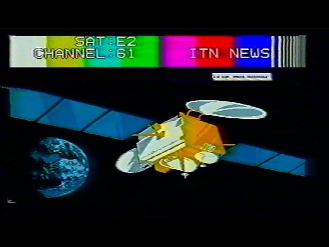 Analogue Satellite TV Zapping bandscan 1993 Europe 3m polarmount dish (Vintage TV clips test cards)