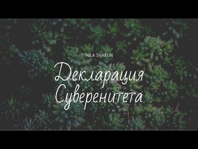 Декларация Суверенитета. Текст Katia.Txi (Катя Чи)