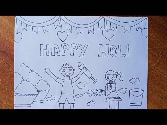 Easy Drawing Of Holi Festival |Holi Drawing Very Easy (Part -1) Pencil|HAPPY HOLI |