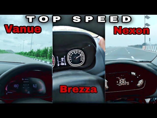 Top Speed Test 2023 🫣 Tata Nexon vs Hyundai Venue vs Maruti Brezza 🫡️@rajsahani27#rhinors #topspeed