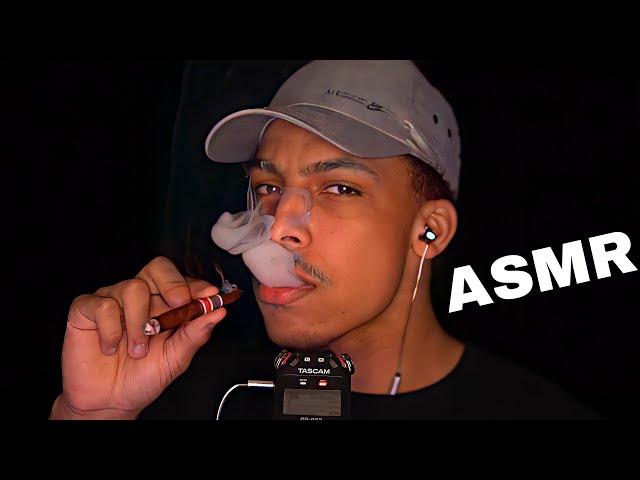 ASMR Smoking A Cigar Indoors With Mouth Sounds (SUPER TINGLY)