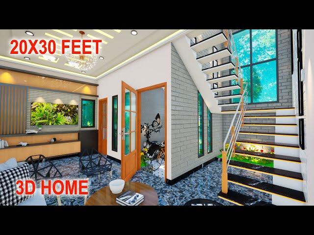 Small house design with 2 bedrooms | 20*30 duplex house design | 600 sqft house plans