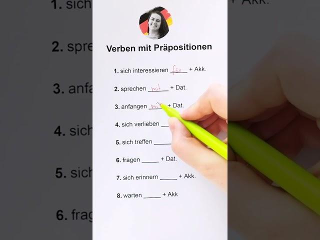 Verben mir Präpositionen  Kennst du die Antworten? #deutsch #germanlanguage #german #learngerman