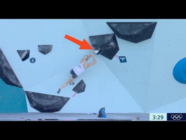 Janja Garnbret Gets FINGER STUCK on the FIRST MOVE of Boulder 4 at Paris Olympics 2024