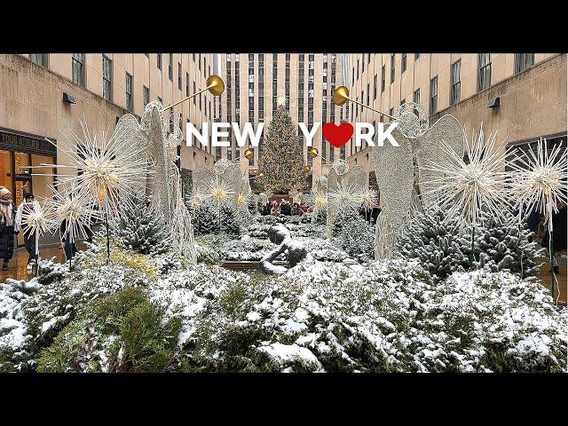 [4K] White Christmas Eve in New York City️️: 5th & 6th Ave, Dec.24 2024