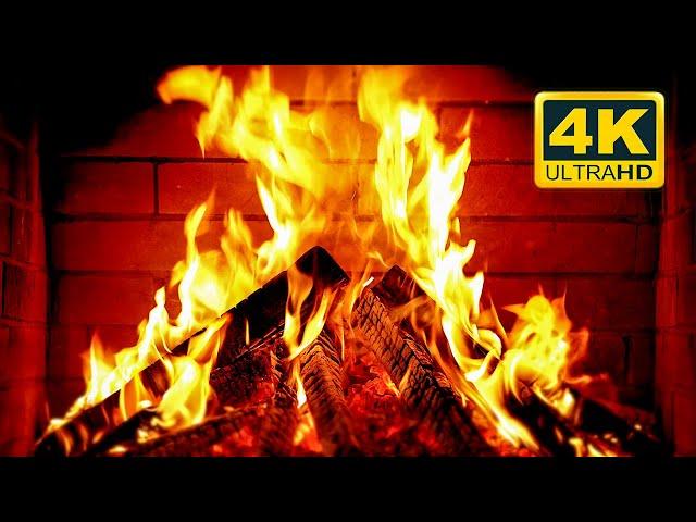  Cozy Fireplace 4K (12 HOURS). Fireplace with Crackling Fire Sounds. Fireplace Burning 4K