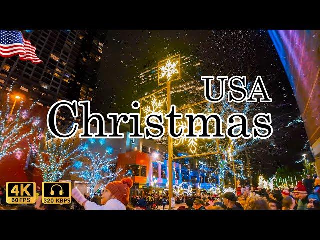 Christmas Walking Tour 4K |  Washington Christmas Night  | Night Walk in Washington | Bellevue