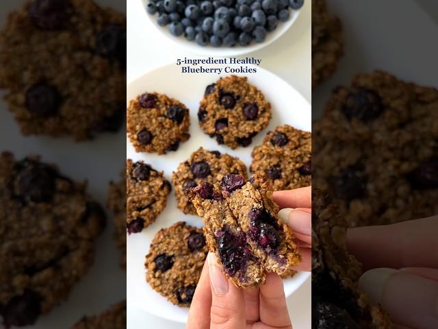 5-ingredient Healthy Blueberry Cookies #healthydessert #healthyrecipes #easyrecipes