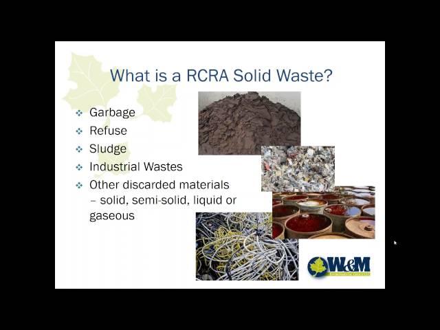 RCRA   Hazardous Waste Management Training